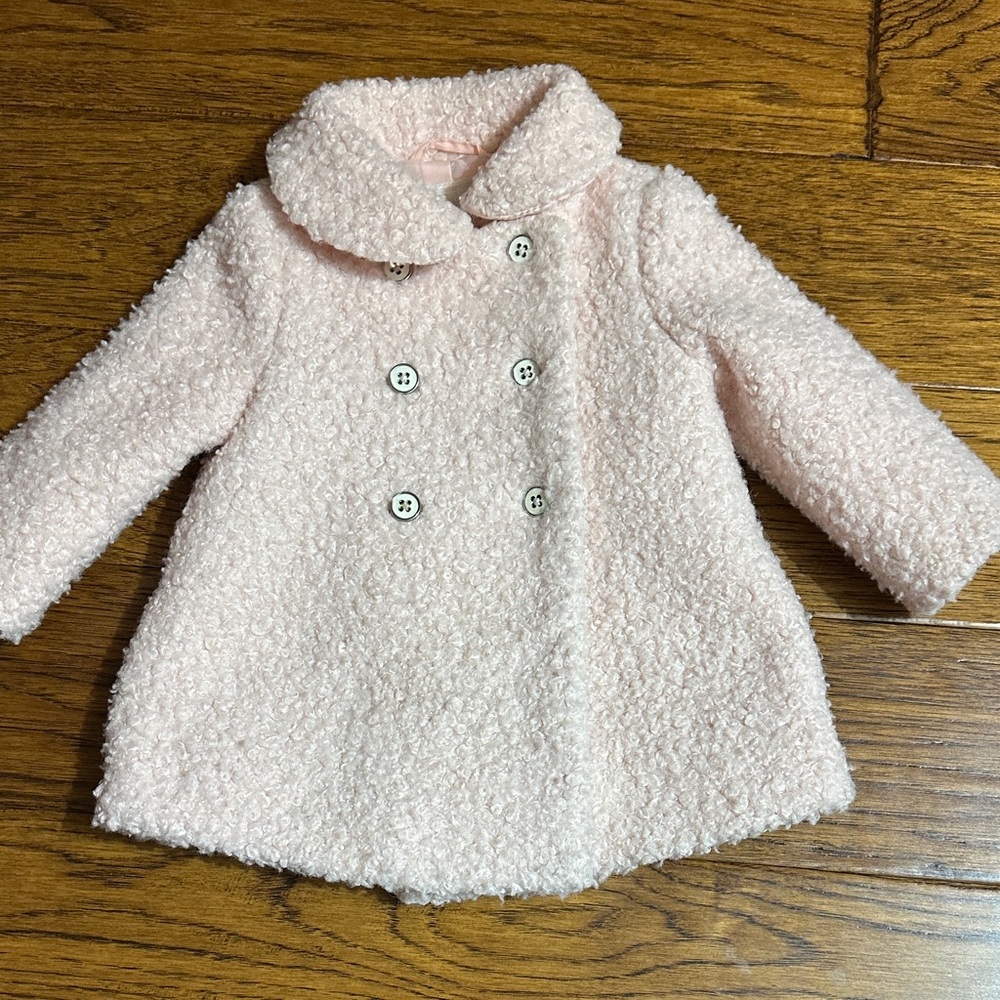 Janie and Jack Pink Boucle Pea Coat for Kids
